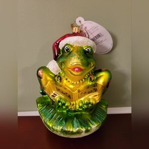 Christopher Radko "Ribbit Reader" Ornament